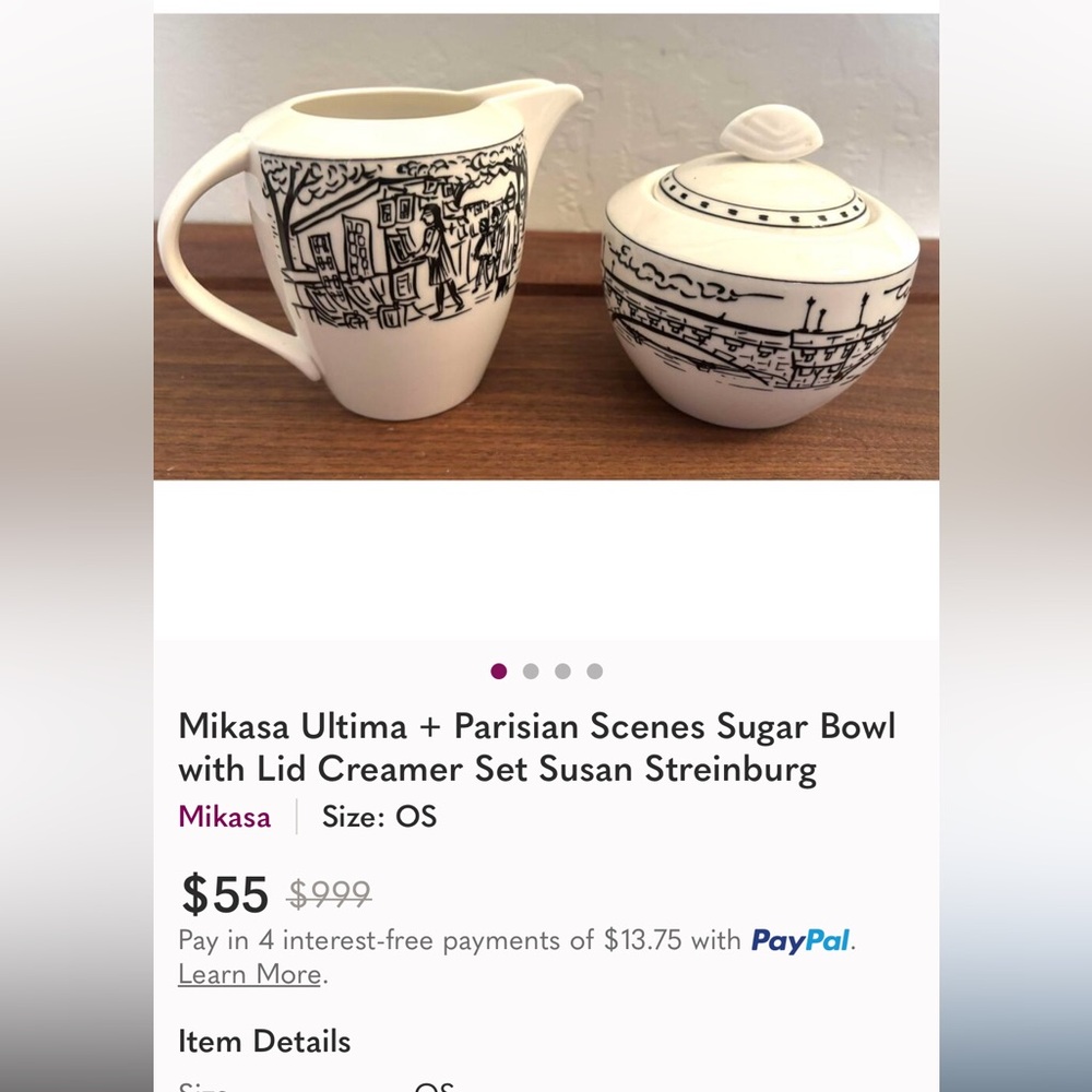 🕶️ HP! Mikasa Paris France Creamer and Sugar. Parisian Scenes - Picture 13 of 15